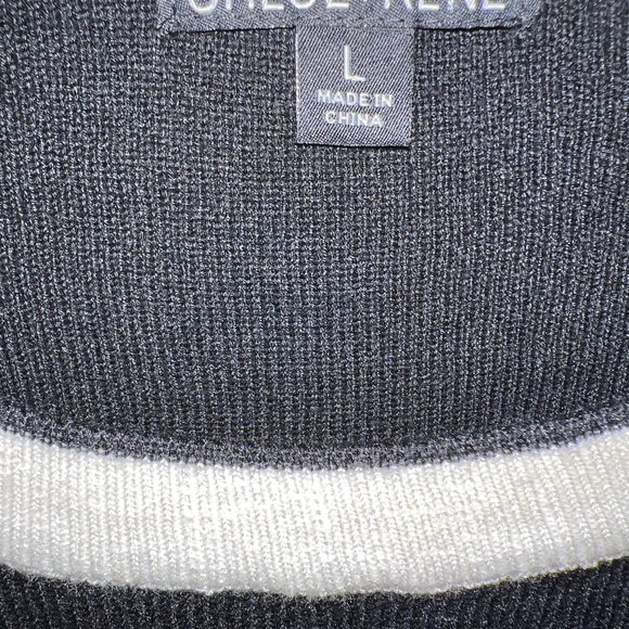 NWT Chloe + Rene  NWT Womens Knit Long Sleeve Black with White Trim Dress Sz L M - Picture 3 of 3